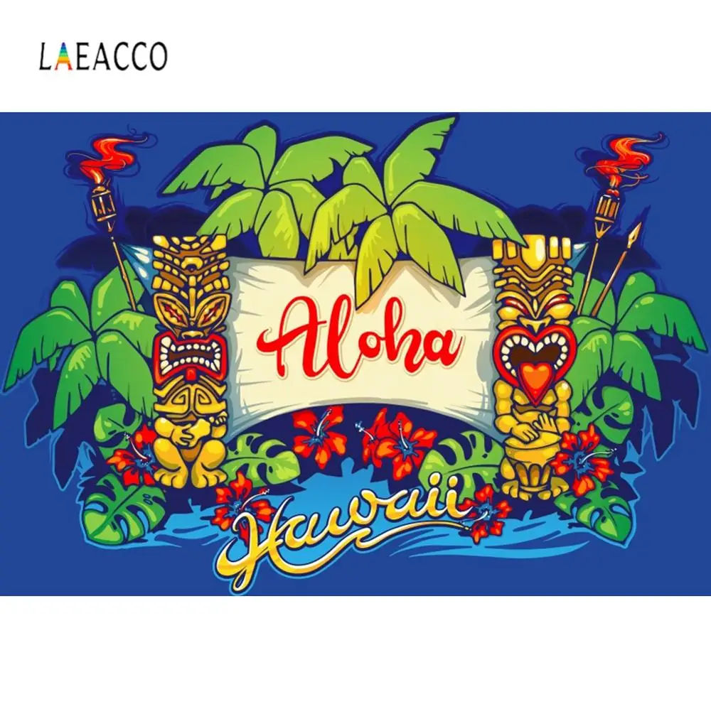 Фотофоны Laeacco Aloha Luau вечерние ярким рисунком деревьев для детской фотосъемки