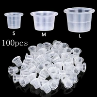 100pcs plastic microblading tattoo ink cup cap pigment clear holder container 8mm 11mm 15m size for needle tip grip power supply