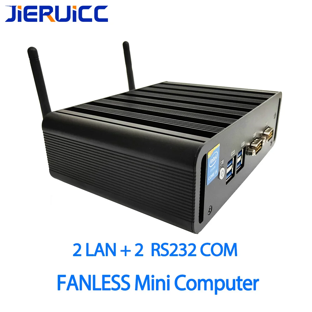 2019 Новый безвентиляторный мини-ПК intel core i5 с 2LAN портом 1000 Мбит/с 2COM hd graphic для