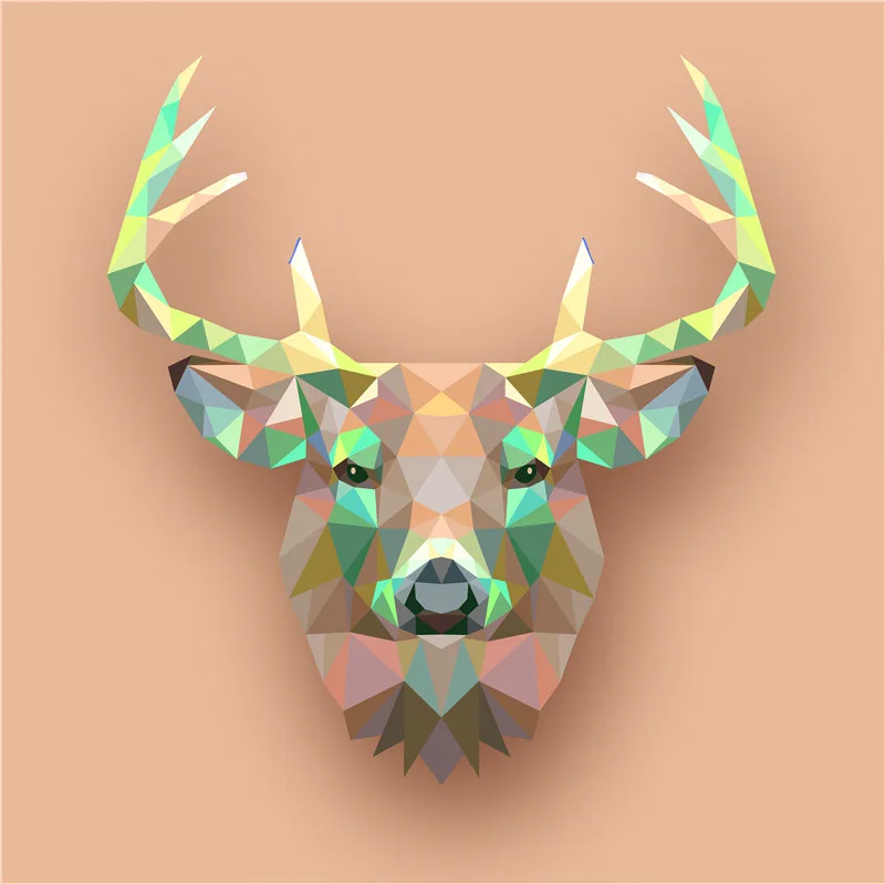 Треугольный медведь Лев Олень холст Художественная печать картина плакат