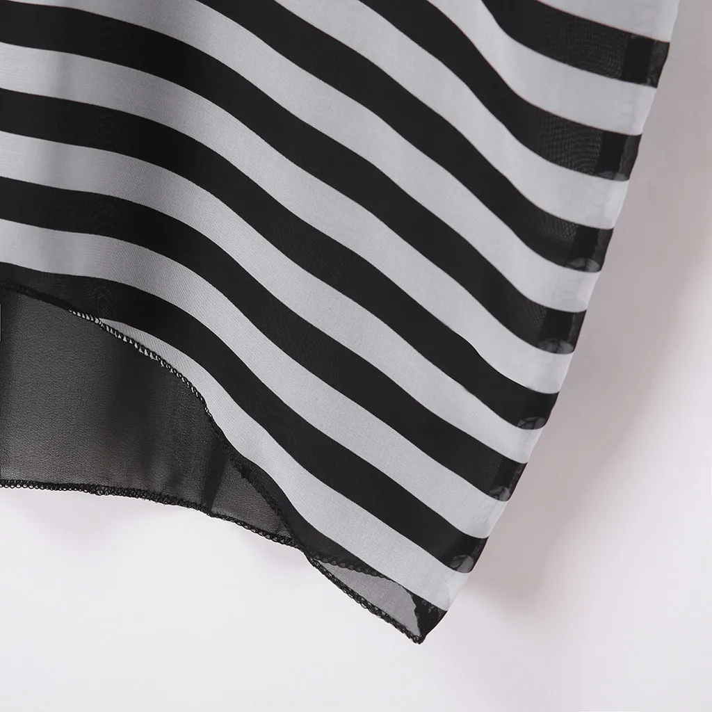 Женское Полосатое пляжное платье Пляжная туника накидка на бикини лето