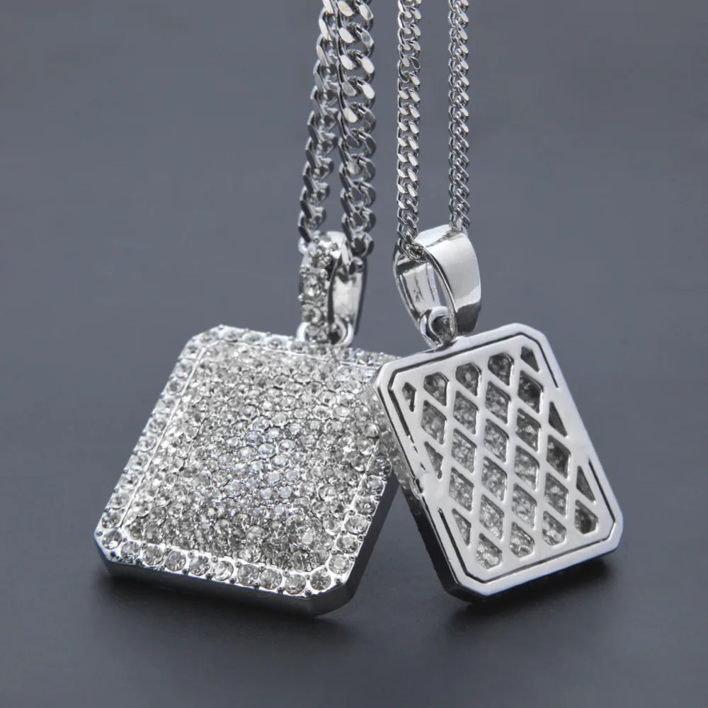 Мужское ожерелье в армейском стиле Золотое и серебряное покрытие с фианитом