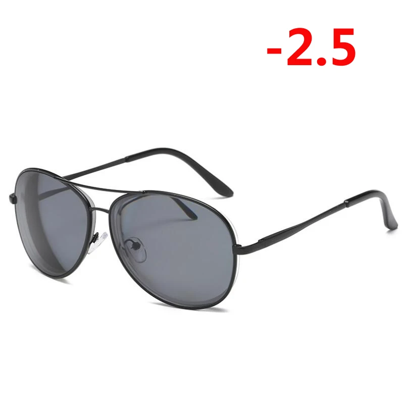 Myopia 250 0-0,5-1,0-1,5 до-6,0 металлические очки для близорукости, мужские Модные очки с большой оправой, короткие очки для коррекции зрения, солнцезащитные очки по рецепту - Цвет оправы: Myopia 250