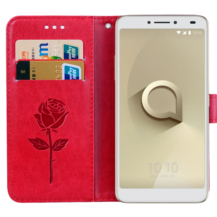 Роскошный Розовый тисненый кожаный чехол-кошелек для Alcatel 3 5052D 5052Y Alcatel 3 V 5099D Чехол-книжка Флип кожаный чехол, ремешок