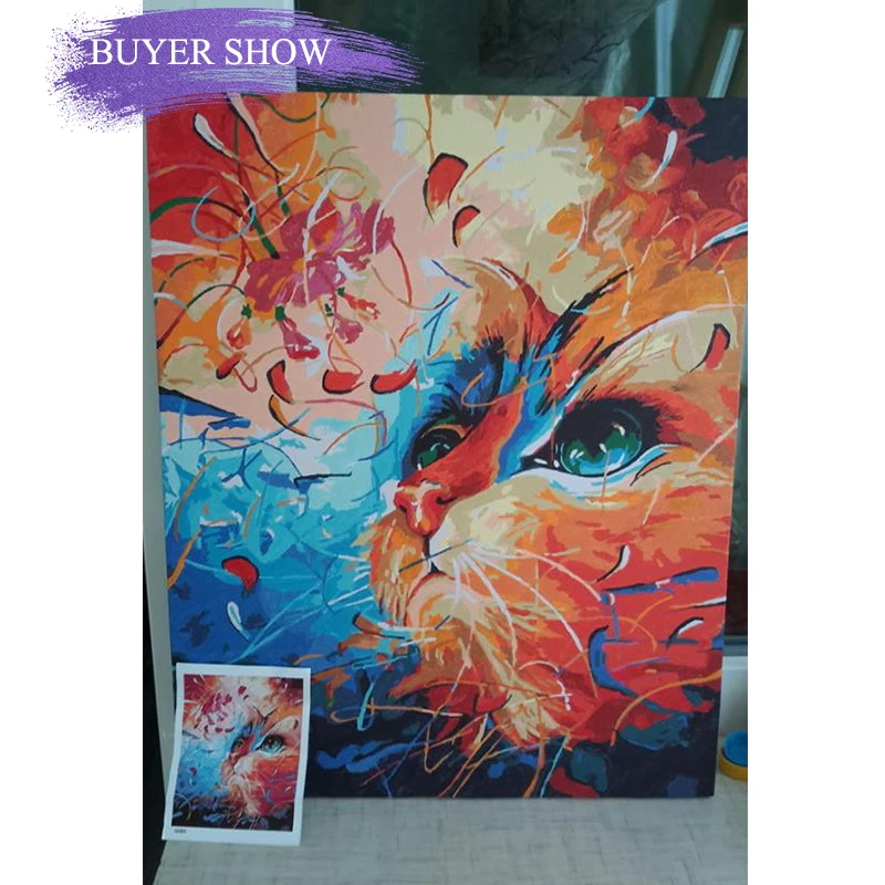 SDOYUNO 60x75cm рамка DIY Краска ing по номерам цветная кошка животные картины по номерам раскраска по номерам декор для дома рисование по номерам для детей на Каванах стены Искусство картина для домашнего декора