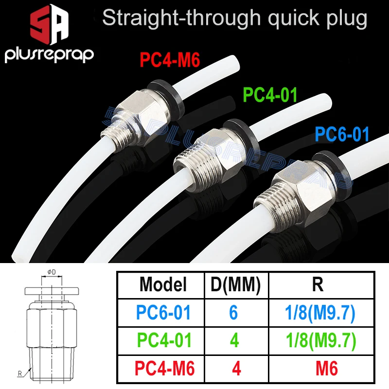 Pneumatic Connectors Bowden Extruder J-head Hotend для трубки PTFE диаметром 4 мм или 6 мм быстросъемное соединение j-head Фурнитура 3D принтера