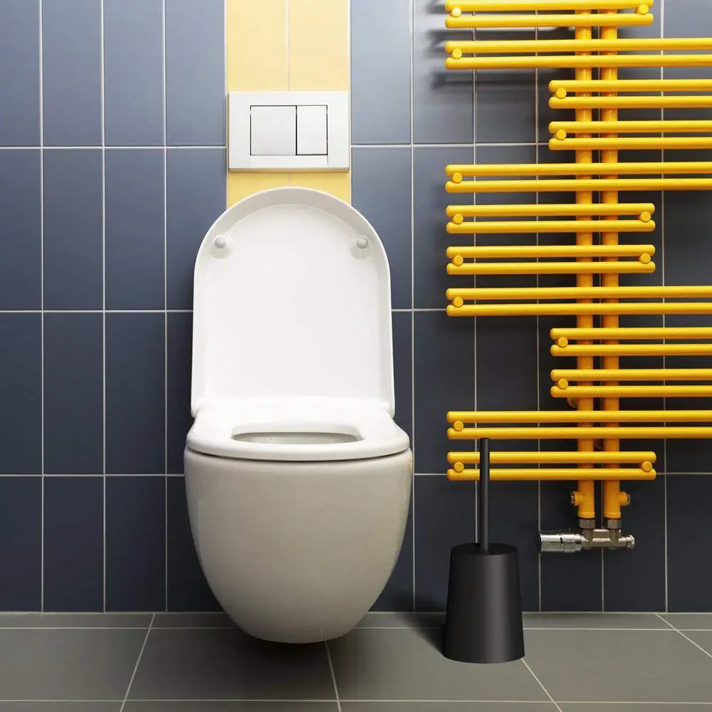 New Hot Toilet Brush Holder Set Bowl with Black for Bathrooms Modern Design Lid and Long Handle | Обустройство дома