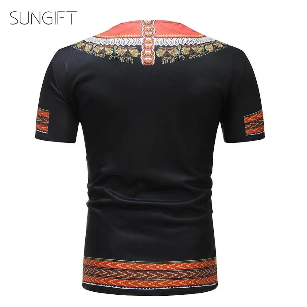 SUNGIFT африканская Мужская футболка с коротким рукавом рисунком племени Дашики v