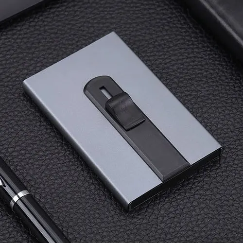 Модный простой пуш-ап сплав держатель для Карт RFID стоп Защищенный чехол для карт для мужчин и женщин - Цвет: grey