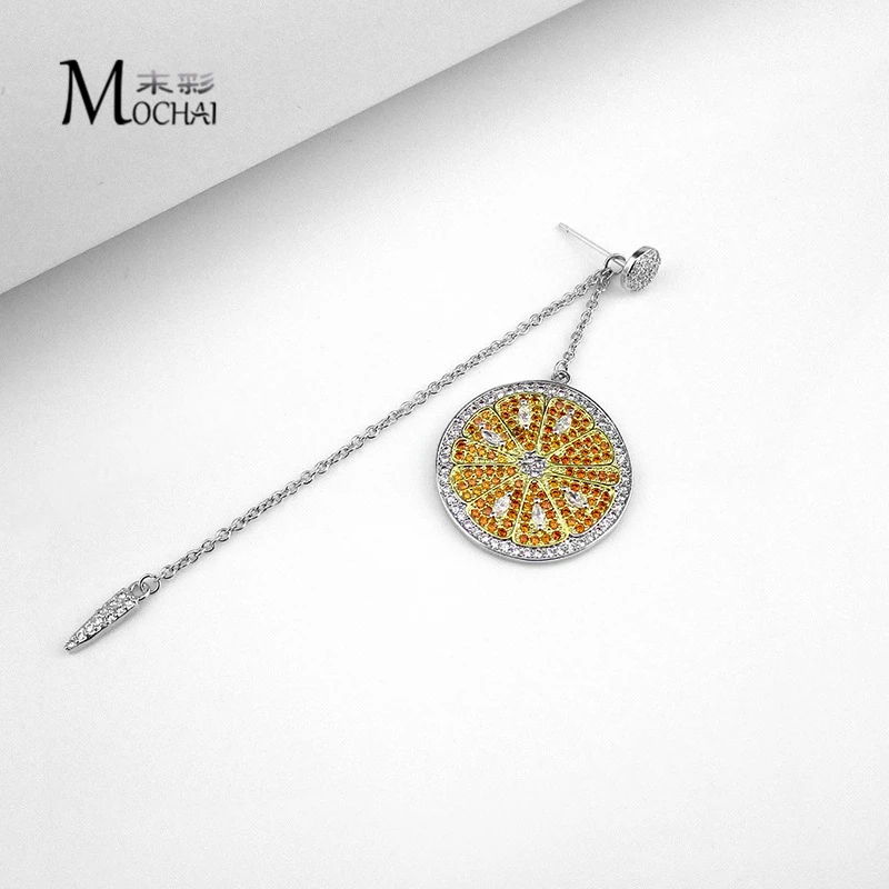 Модные маленькие свежие Золотые желтые оранжевые одиночные серьги женские