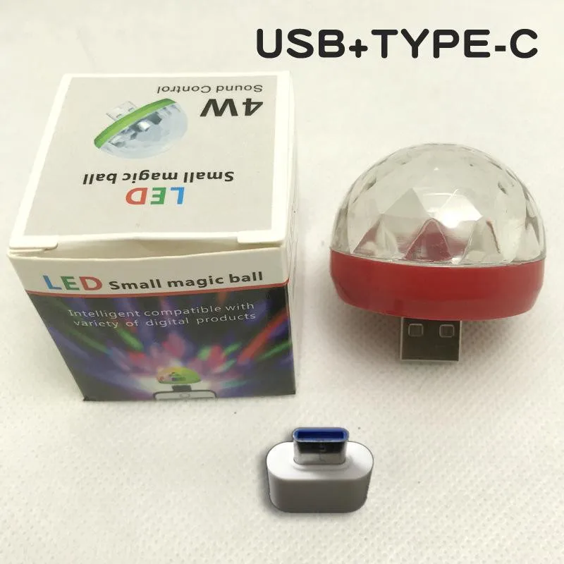 TYPE-C Горячий Рождественский проектор Мини Портативный светодиодный USB свет освещение для сцены Дискотека семья Реюньон волшебный шар свет вечерние клуб мобильный телефон - Цвет: TYPE-C