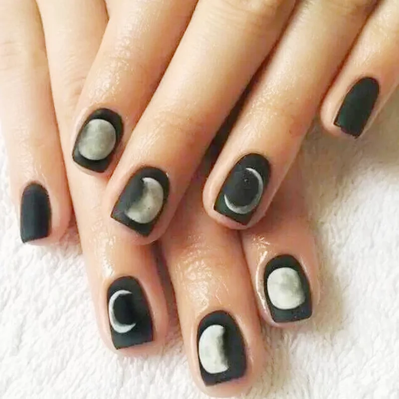 F126-1 24 кончика градиентные овальные красные накладные ногти с дизайном глянцевые закругленные Ombre пресс на ногтях Средние черные накладные ногти французский маникюр - Цвет: F126-1