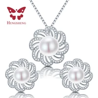 hengsheng necklaceearrings pearl jewelry sets natural freshwater pearl flower earring pendant for women