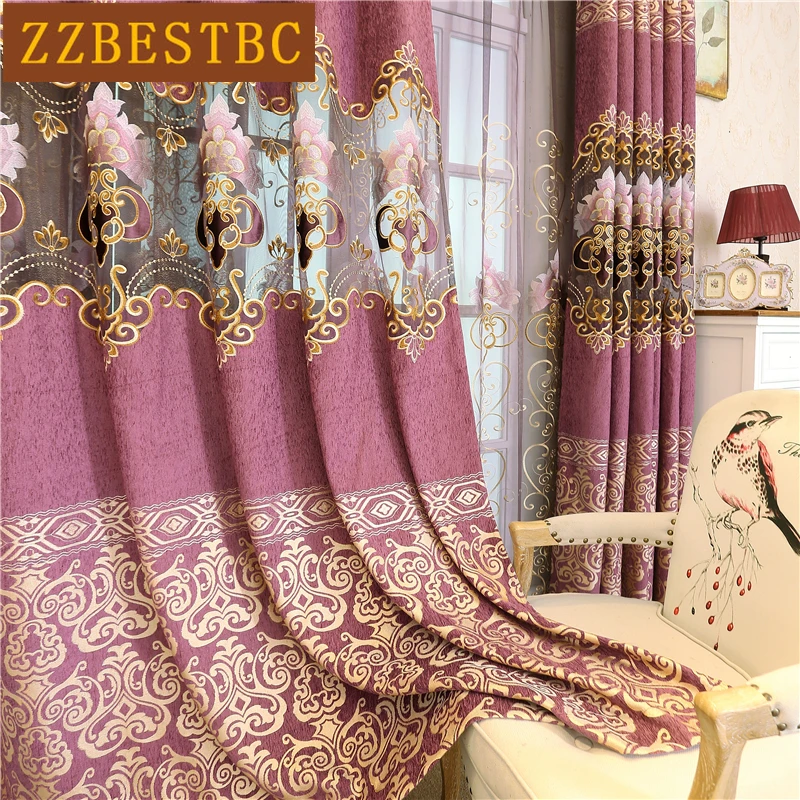 

European luxury villa embroidered Window curtains for living room classic atmospheric high quality Curtain for bedroom kitchen