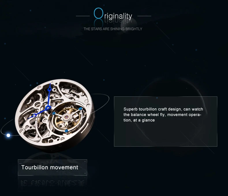 Топ Роскошные Tourbillon Мужские механические часы Звездное небо циферблат оригинальные настоящие Tourbillon движение часы relogios masculinos