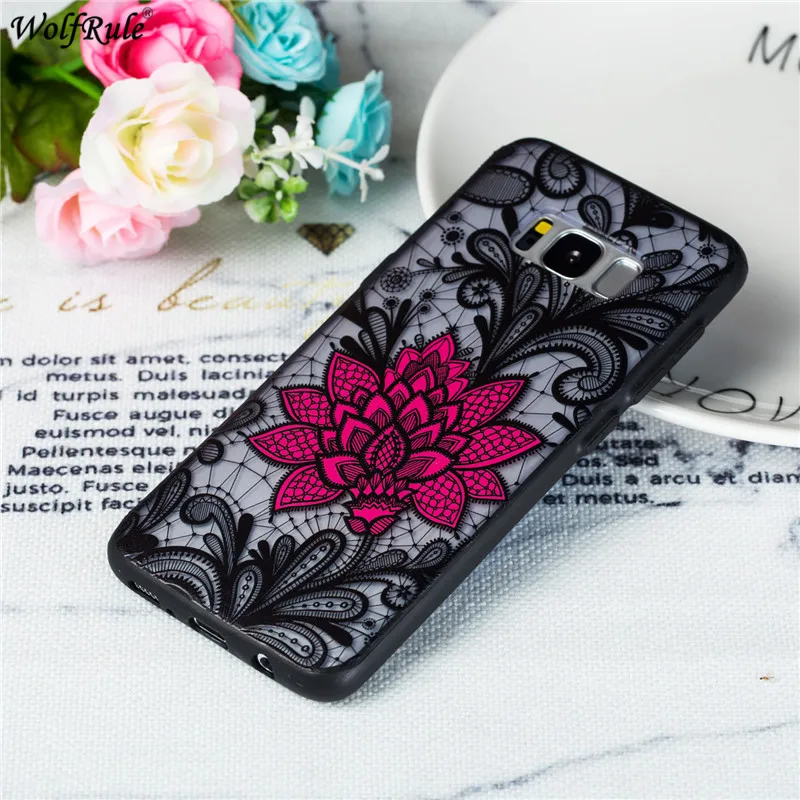 For Cover Samsung Galaxy S8 Plus Case Embossed Lace Rose Phone G955 6.2'' |