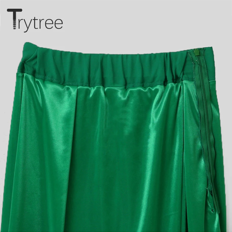 Trytree весна лето женская юбка шорты шифон Макси высокая талия плиссированная