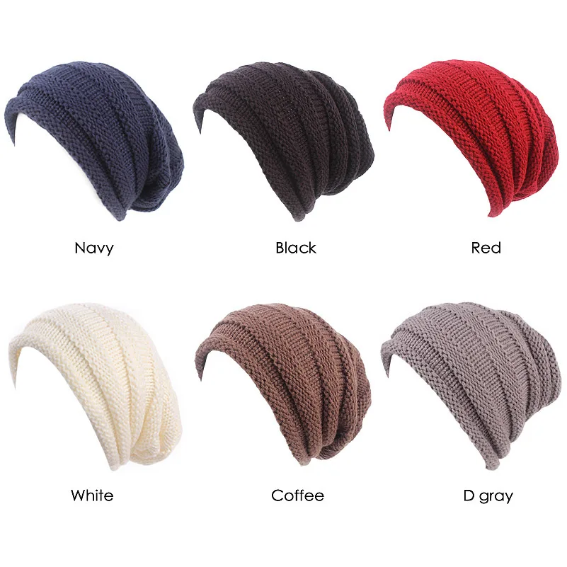 

NEW women wrinkle slouchy hat knit beanie cap winter ski baggy cap