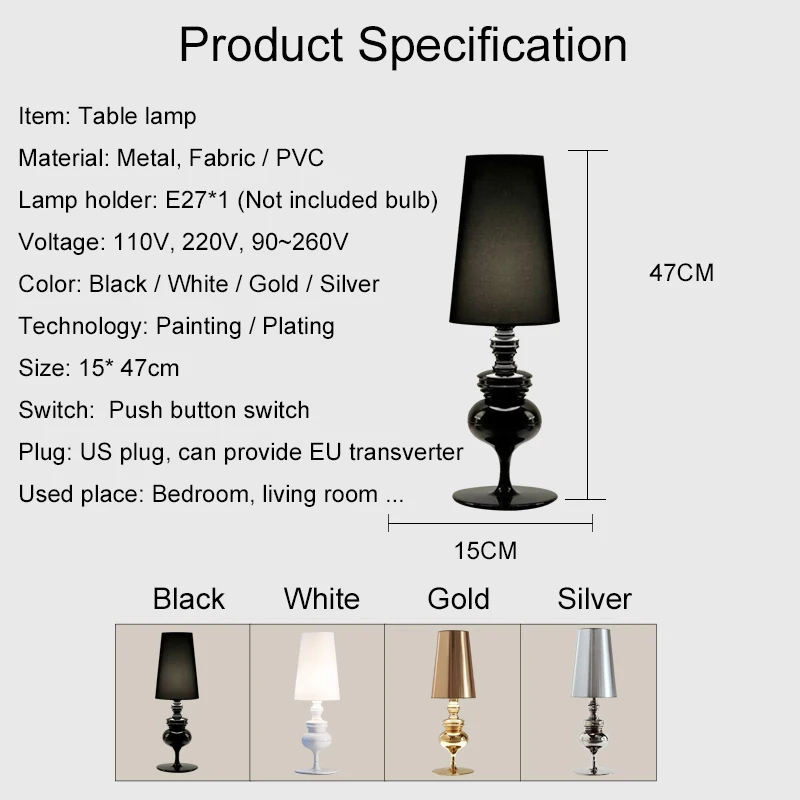 

Modern Guard Table Lamps Living Room Bedroom Bedside Lamp Reading Lamp Desk Lamps Gold Silver Tafellamp E27 US Plug 220V 110V
