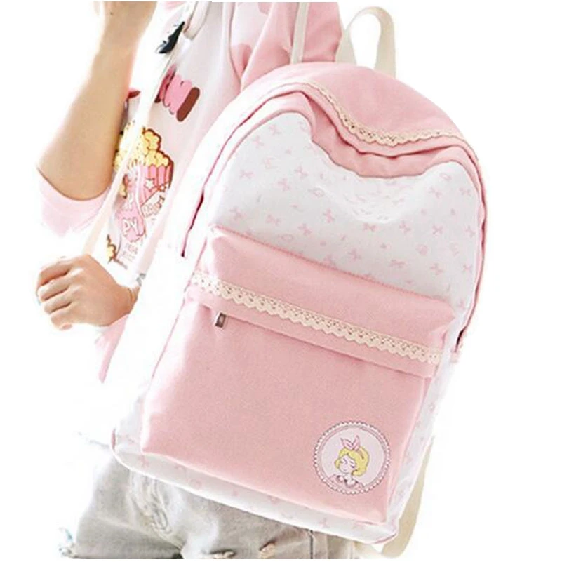 2017 New Fashion Printing Backpack Canvas School Bags for Teenage Girls Lace Design Mochilas Feminina Cute Backpacks Promotion | Багаж и