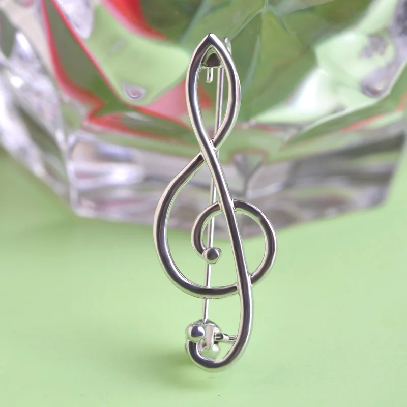 Rhodium Plated Простой стиль музыкальные ноты Броши& корсаж золотые большие броши специальная унисекс брошь Хиджаб Pin Up Клип Шарф Брошь ювелирные изделия - Окраска металла: Rhodium Plated