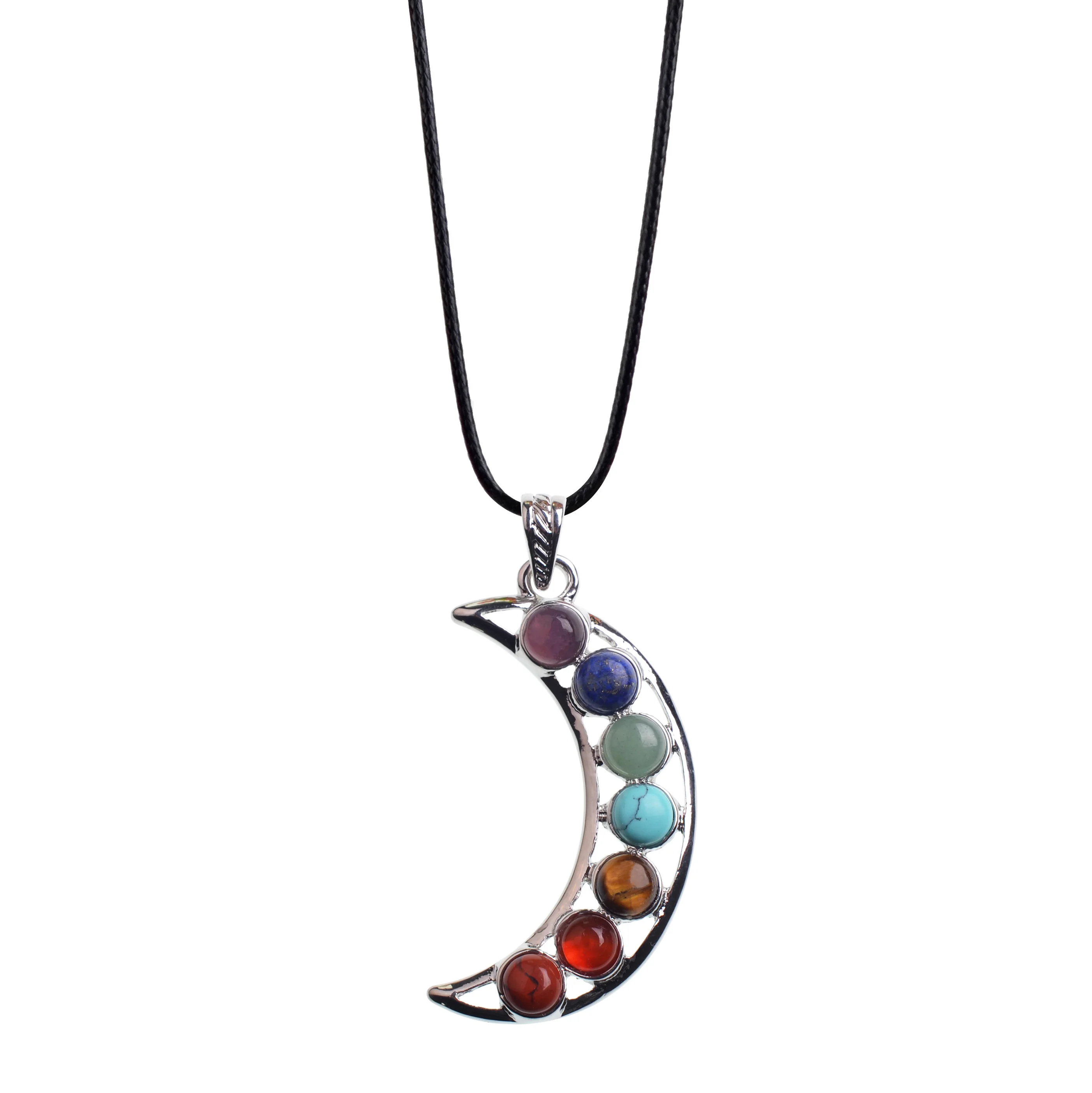 color 28 SEVENSTONE натуральный 7 чакра камень Йога Бохо прибытие цветок жизни Подвески символ рейки здоровье подвеска, амулет, ожерелье ювелирные изделия - Окраска металла: color 28