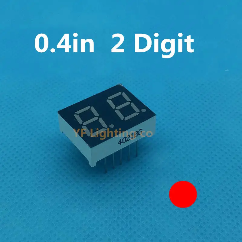 Красный 7-сегментный светодиодный дисплей 0 4 дюйма 2-битная цифровая трубка общий