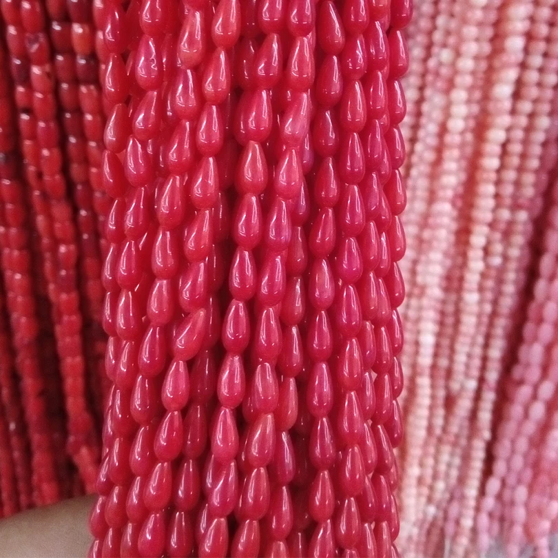 Натуральные коралловые бусины в форме капли воды для изготовления ювелирных