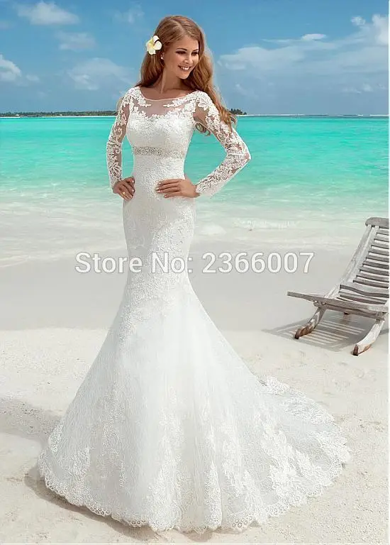 Vestido Де Noiva 2017 vintag HS499 длинным рукавом кружева русалка свадебное платье платья для