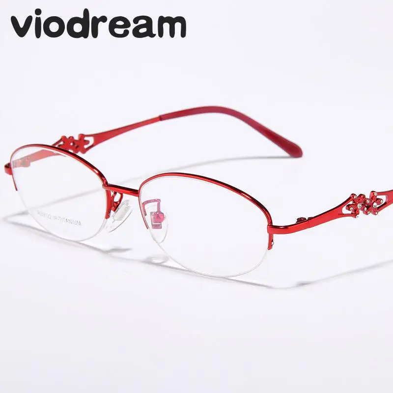 

Viodream Ultra Light Pure Titanium Half Glasses Frame Myopia Prescription Eyewear Eyeglass Frames Oculos De Grau Spectacle Frame