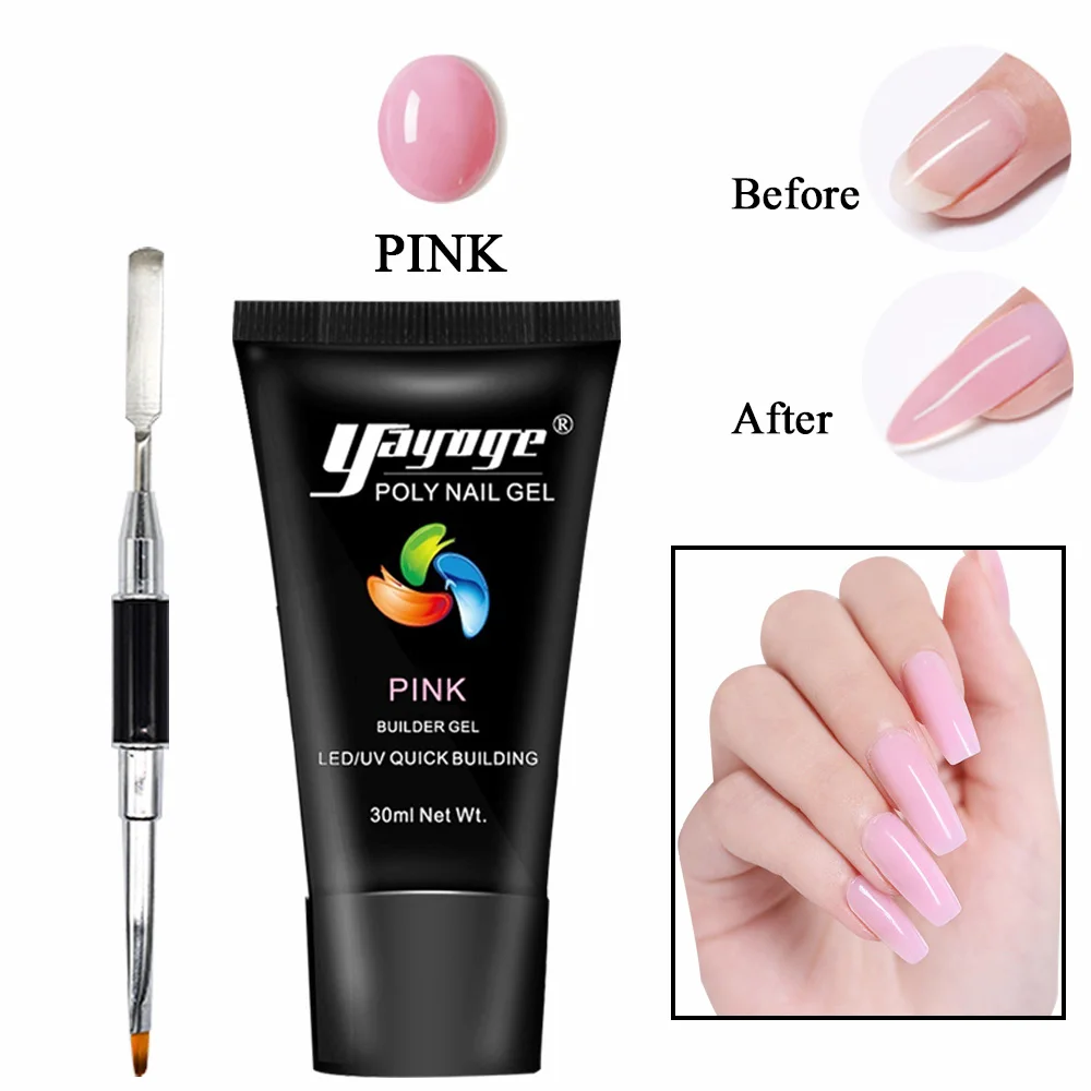 P26-Set02-pink Yayoge 2 шт полигелевый набор для ногтей 30 мл строительный гель для наращивания ногтей УФ светодиодный 7 цветов гель лак для ногтей - Цвет: P26-Set02-pink