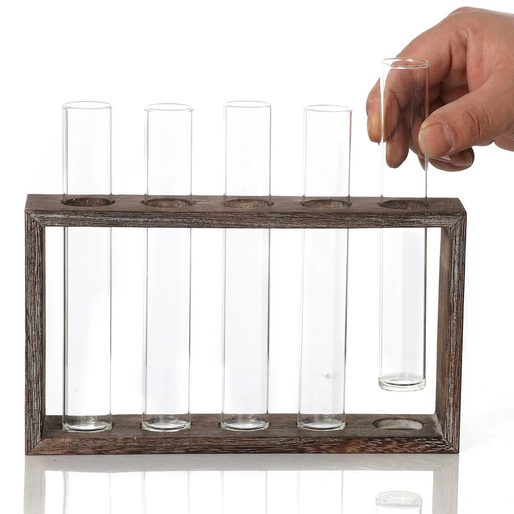 Креативная прозрачная ваза для гидропонных растений деревянная рамка