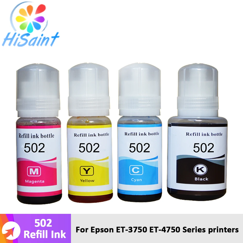 Hisaint для Epson T502 комплект пополнения чернил ECOTANK ET 2700 2750 3700 3750 4750 7700 7750 струйный