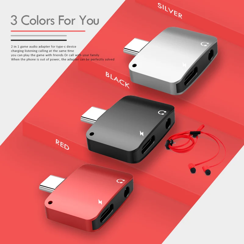 

!ACCEZZ 2 in 1Type C Listening Charging Adapter For Samsung S10 S9 Huawei P30 Xiaomi 3.5mm Audio Jack Earphone Charge Splitter