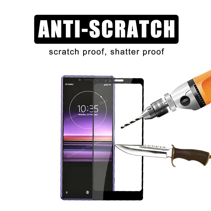 Закаленное стекло с полным покрытием для Sony Xperia 1 j8110 j8170 j9110 Защита экрана Xperia1
