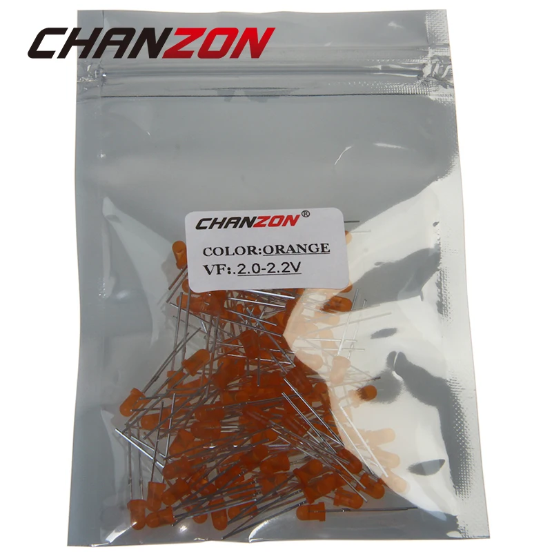 CHANZON 100 шт. 3 мм рассеянный оранжевый сквозное отверстие диодный свет 602-610nm DC 2 в 20mA круглый 3 мм светодиодный для погружения светоизлучающих диодных ламп