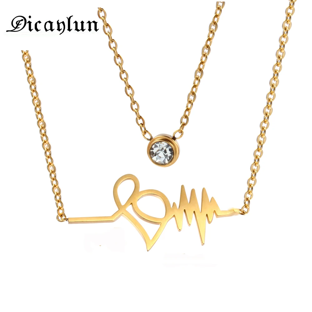 Ожерелье в форме сердца из нержавеющей стали с электрокардиограммой ECD ожерелье