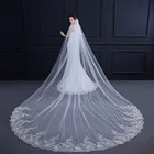 2021 Новая мода 3 метра Соборная свадебная фата длинная кружевная кромка свадебная фата Свадебные аксессуары