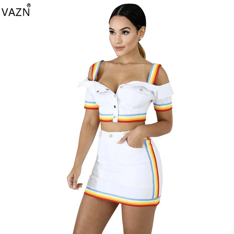 Женский комплект из 2 предметов VAZN однотонные мини юбки с коротким рукавом и