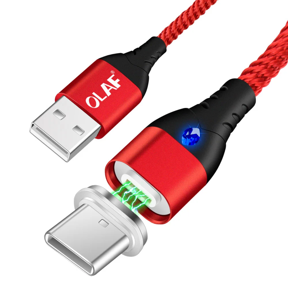 Red Type c cable Олаф 3A Магнитный кабель для iPhone Micro usb type-C кабель адаптер Быстрая зарядка кабель для samsung xiaomi LG кабель для мобильного телефона 2 м - Цвет: Red Type c cable