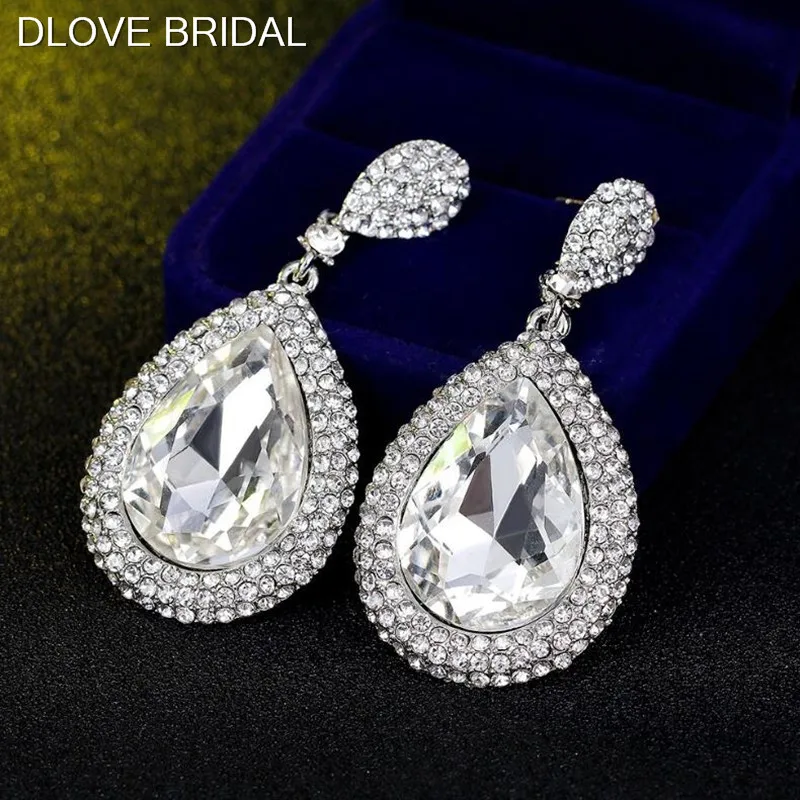 Серьги Eleagnt в форме капли воды с кристаллами Стразы Свадебный аксессуар для