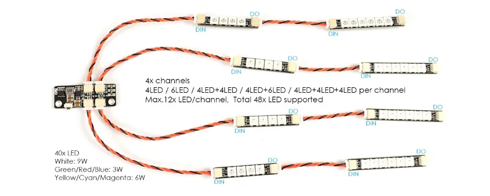 Контроллер Matek System 2812LED 2-6S светодиодный модуль управления с 5V BEC / 2812 LED