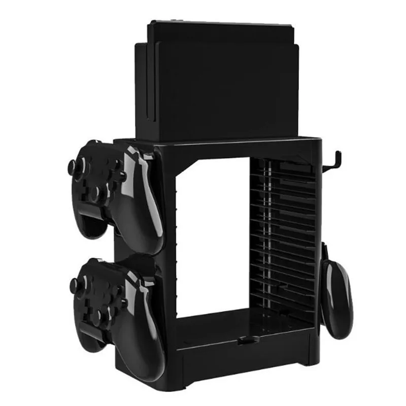 Multifunctional Game Storage Tower for Nintend Switch Can take in 10 Card Box Put pro controllers Joy con and cable |