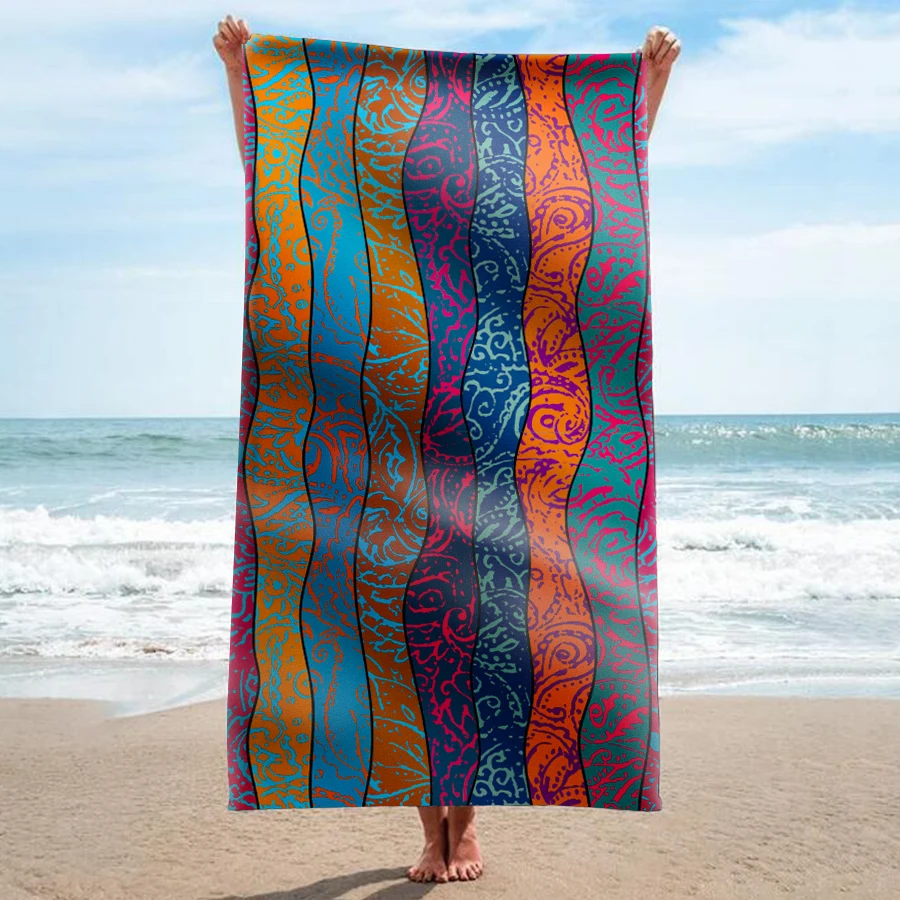 GNORRIS на заказ без песка микрофибра цветная полоса прямоугольное пляжное