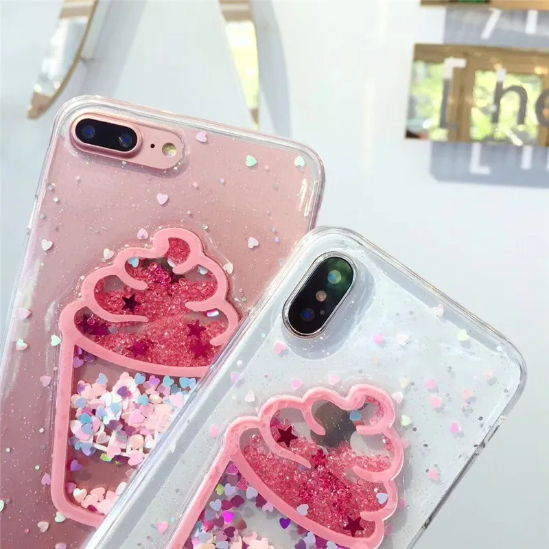 Модный Блестящий чехол с песочным рисунком для Apple iPhone 6 6S 7 plus 8 задняя крышка iphone X