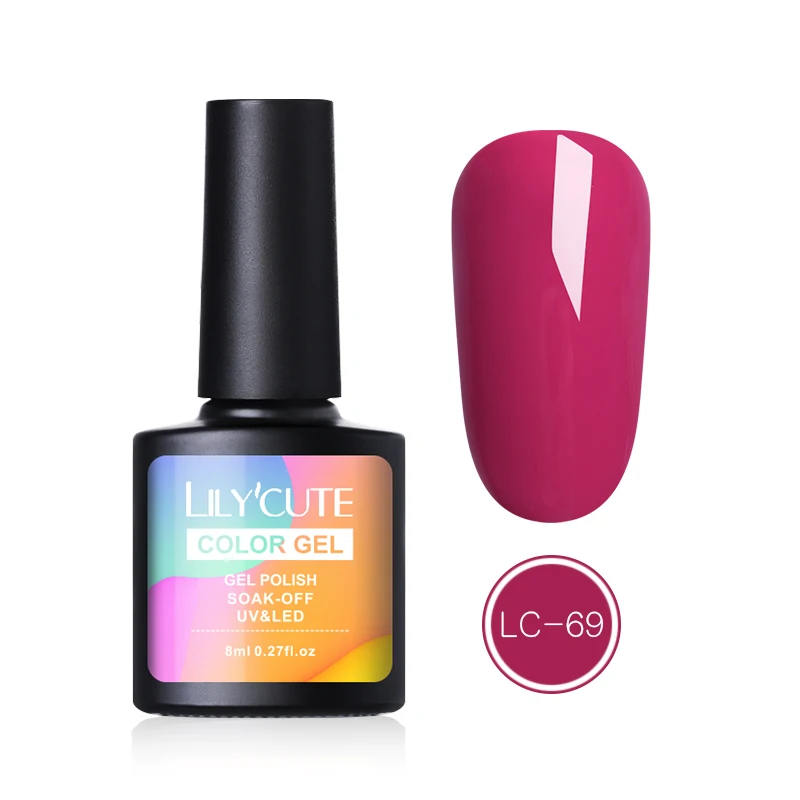 LC 69 LILYCUTE 8 мл гель для ногтей с блестками лак для живого кораллового апельсина чистый цвет для ногтей Полупостоянный отмачиваемый УФ светодиодный гель лак для ногтей - Цвет: LC 69