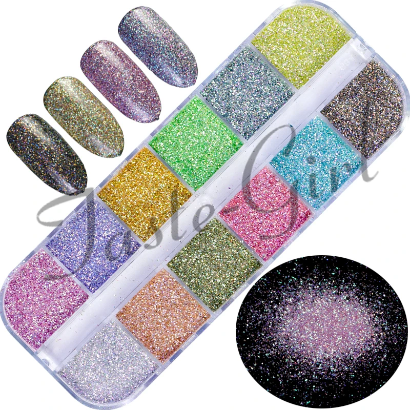

1 Set Irregular Glitter Nail Paillette Hologrphic 12 colors Shiny Thin Flakes Sequins Nail Art Decoration