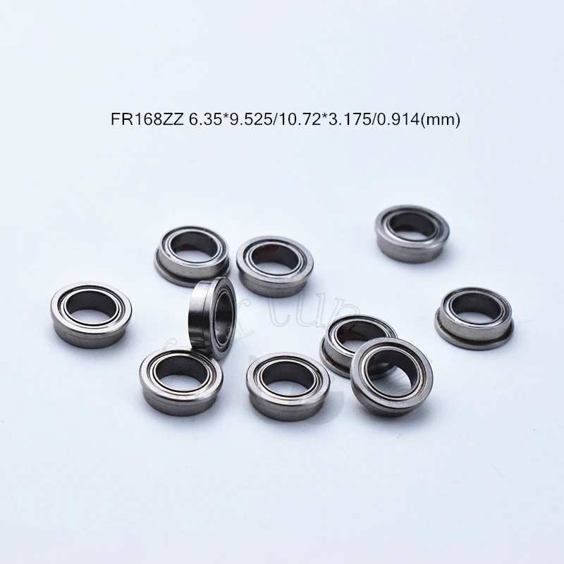 Flange Bearing 10pcs FR168ZZ 6.35(9.525)*10.72(mm) free shipping chrome steel Metal Sealed High speed Mechanical equipment parts