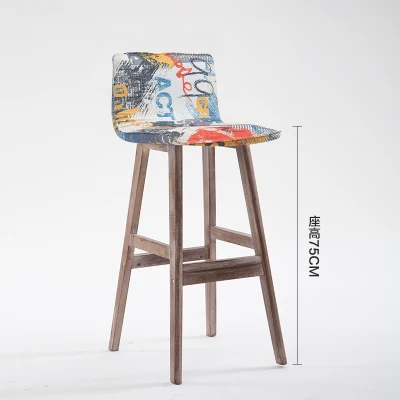 Луи Мода барный стул из твердой древесины Современный простой стул домашний Ретро творческая личность стойка - Цвет: G19