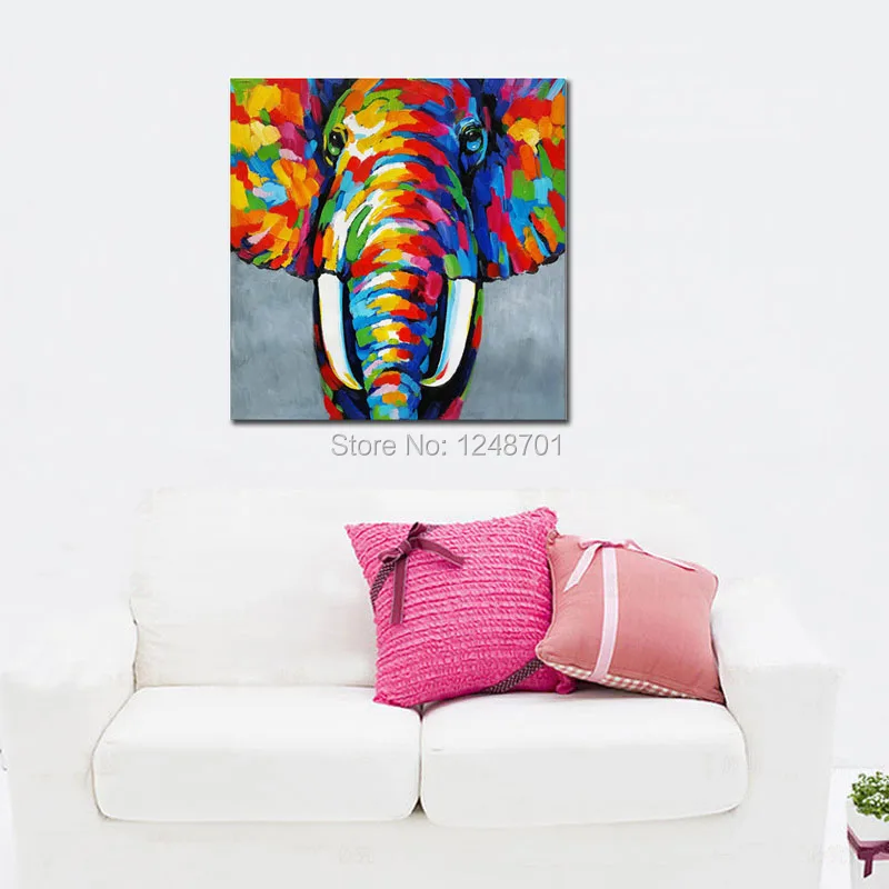 

Pop Art Hand Painted Elephant Oil Painting On Canvas African Abstract Art Wildlife for Modern Wall Art Home Decoration Painting